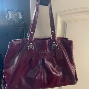 Coach Vintage Red Wine patent leather shoulder bag